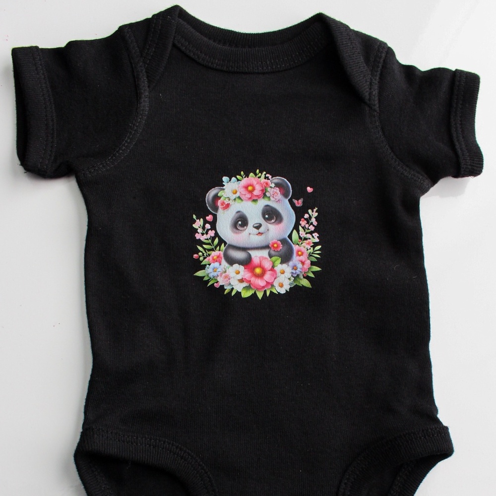 Infant Panda Blue Flower Baby Rib Bodysuit Regular price